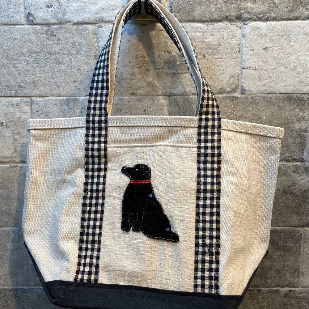 ❤️ ANTHROPOLOGIE CANVAS HARTLEY BEADED TOTE BAG PURSE NEW BLACK LAB
